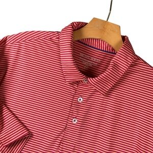 MICHEL ROUEN Performance Polo Shirt Men's XL Red Pink Stripe Golf Casual
